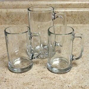 Set of 3 Clear Glass Beer Mugs NWOT